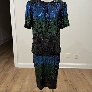 NWT BROOKS BROTHERS Ombre Sequin Shift Dress Sz 8